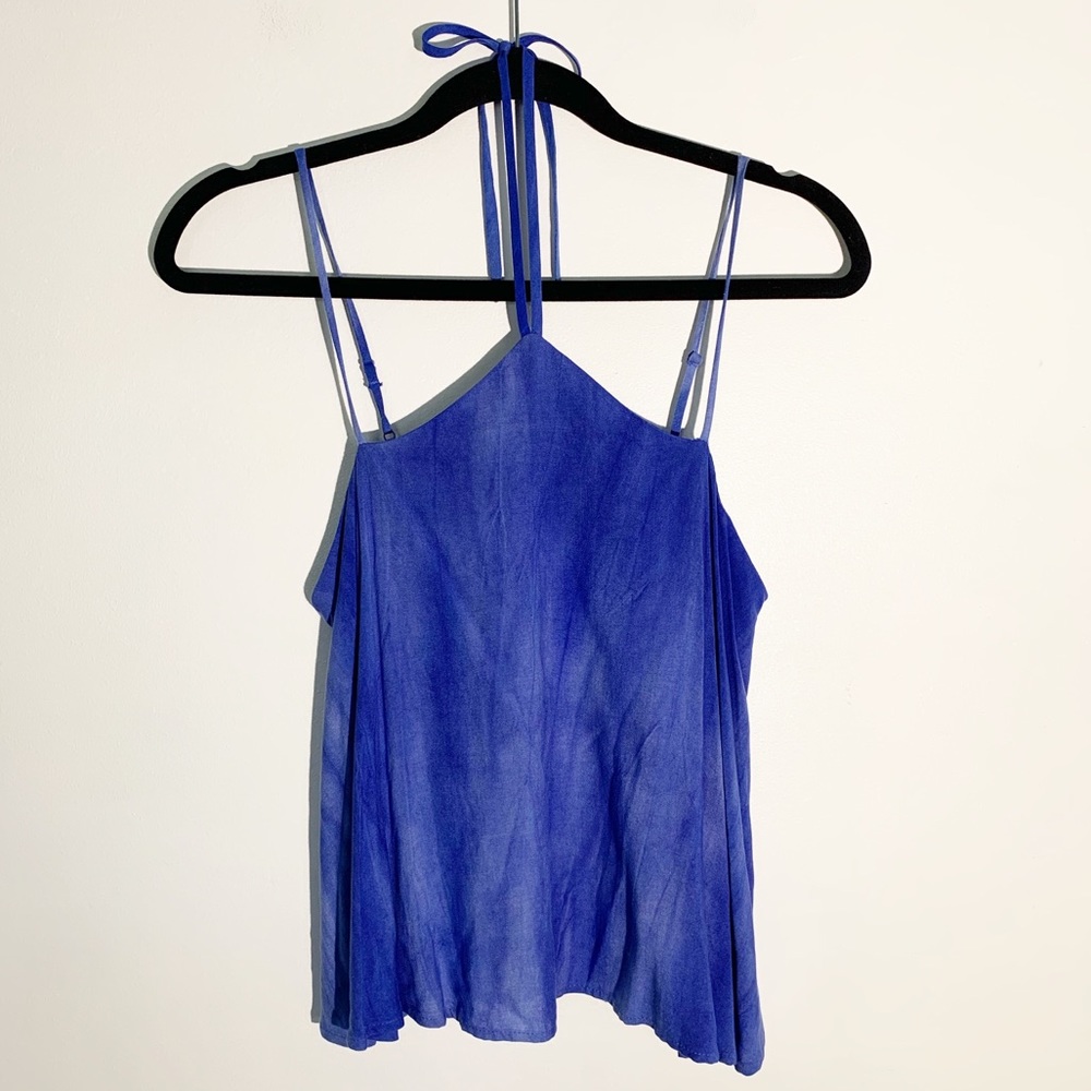 CAD Halter crop blue tie dye top Sz Small